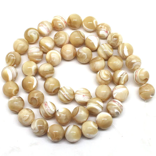 Natural Trochus Shell Stone Beads Round Loose Spacer Beads For Jewelry Making DIY Bracelet Necklace 15'' Pick Size 4/6/8/10mm