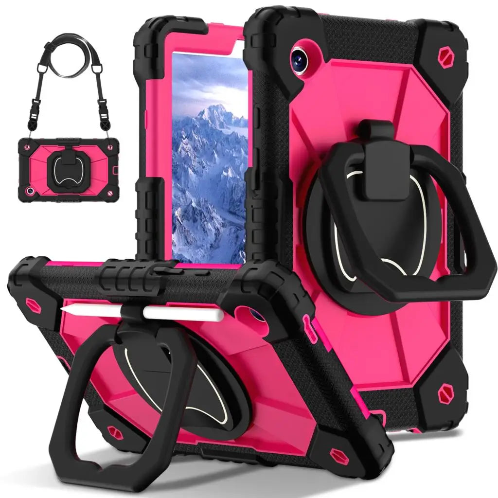 Case For Samsung Galaxy Tab A9 SM-X110 X115 X117 A7 Lite 8.7 SM-T220 T225 360 Rotationg Stand Cover sHOCKPROOF Handle Grip Strap