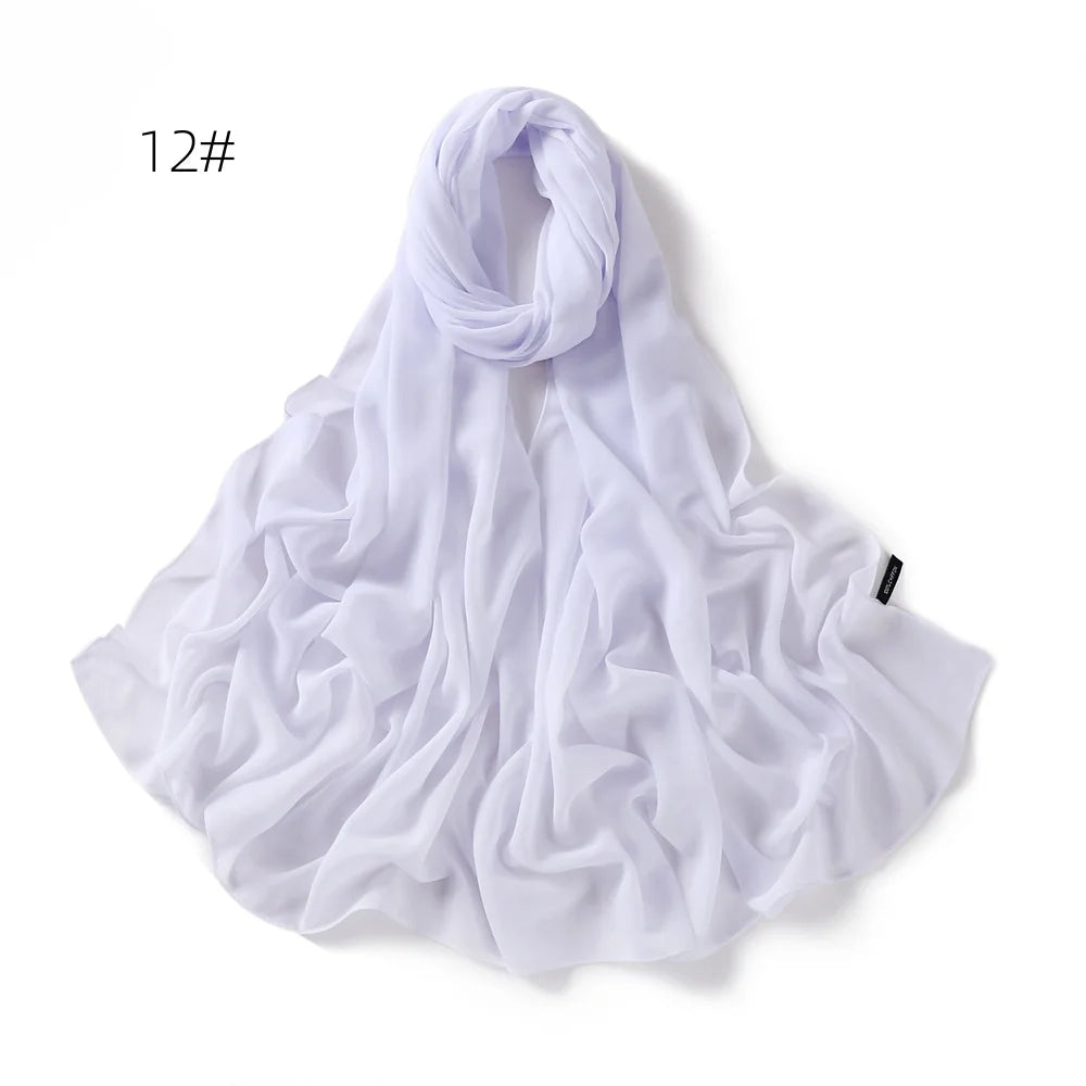 70*180cm Muslim Chiffon Hijab Shawls Scarf Women Solid Color Head Wraps Women Hijabs Scarves Ladies Foulard Femme Muslim Veil