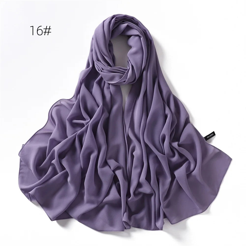 70*180cm Muslim Chiffon Hijab Shawls Scarf Women Solid Color Head Wraps Women Hijabs Scarves Ladies Foulard Femme Muslim Veil