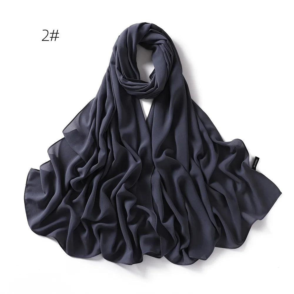 70*180cm Muslim Chiffon Hijab Shawls Scarf Women Solid Color Head Wraps Women Hijabs Scarves Ladies Foulard Femme Muslim Veil