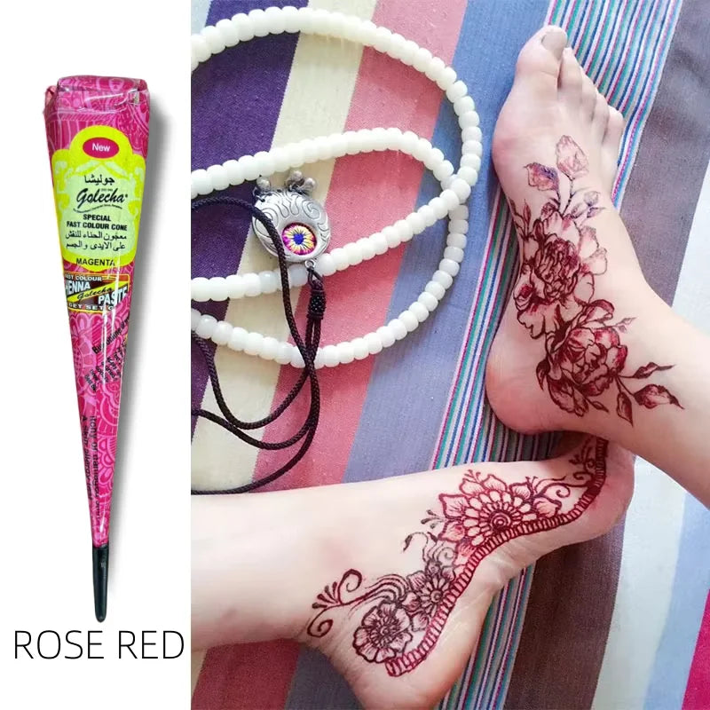 1Pc Multi Colors GOLECHA Cones Indian Henna Tattoo Paste For Temporary Tattoos Hand Painted Body Art Sticker Mehndi Pigment