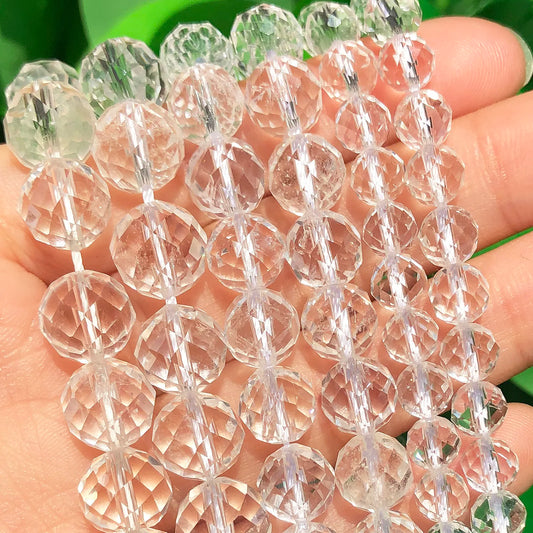 Natural White Clear Quartz Genuine Stone Beads Faceted Loose Spacer Beads for Jewelry DIY Making Charms Bracelet Accessories