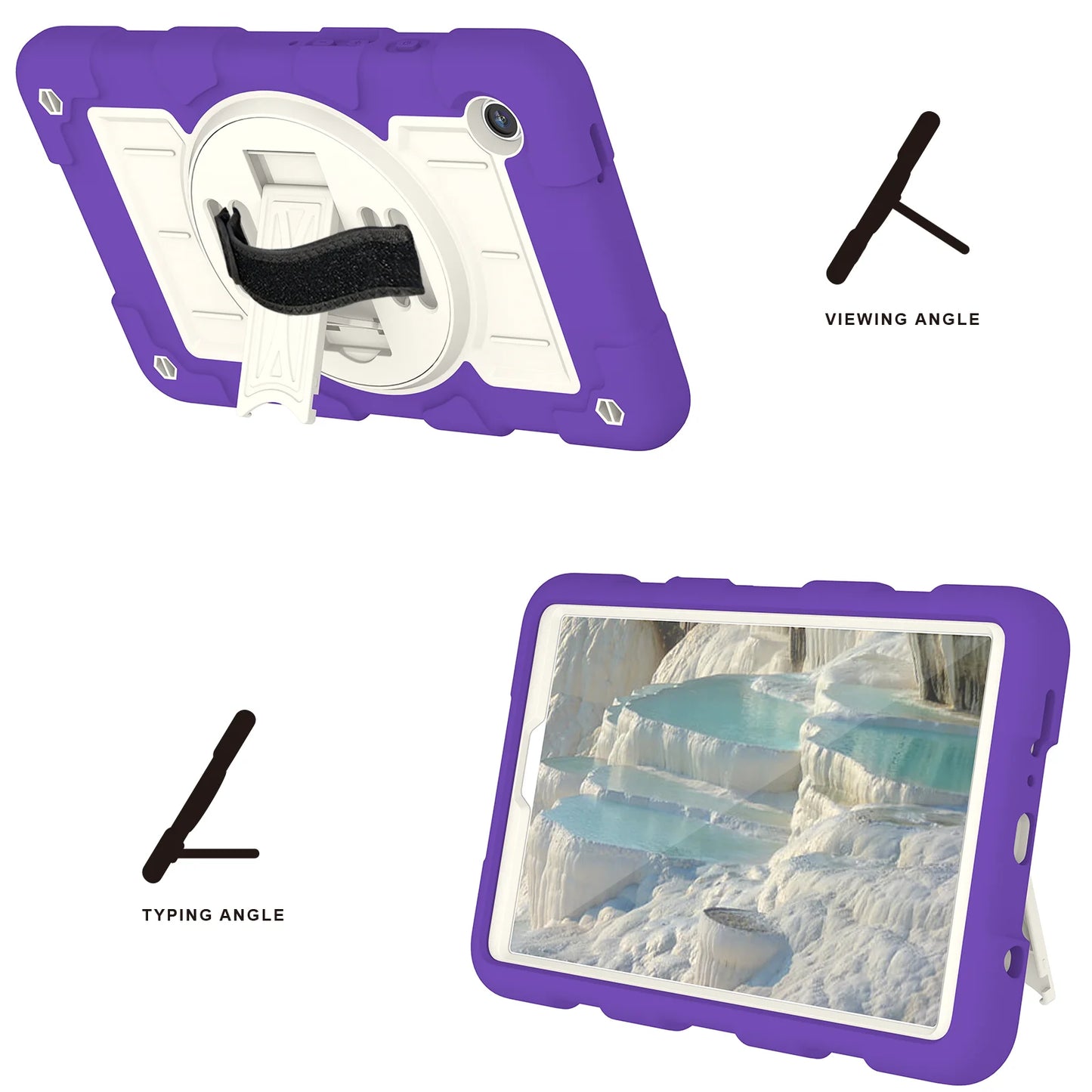 Case for Samsung Galaxy Tab A9 8.7 inch 2023 SM-X110 X115 X117 360 Rotating Kickstand Cover Shockproof With Hand Shoulder Strap