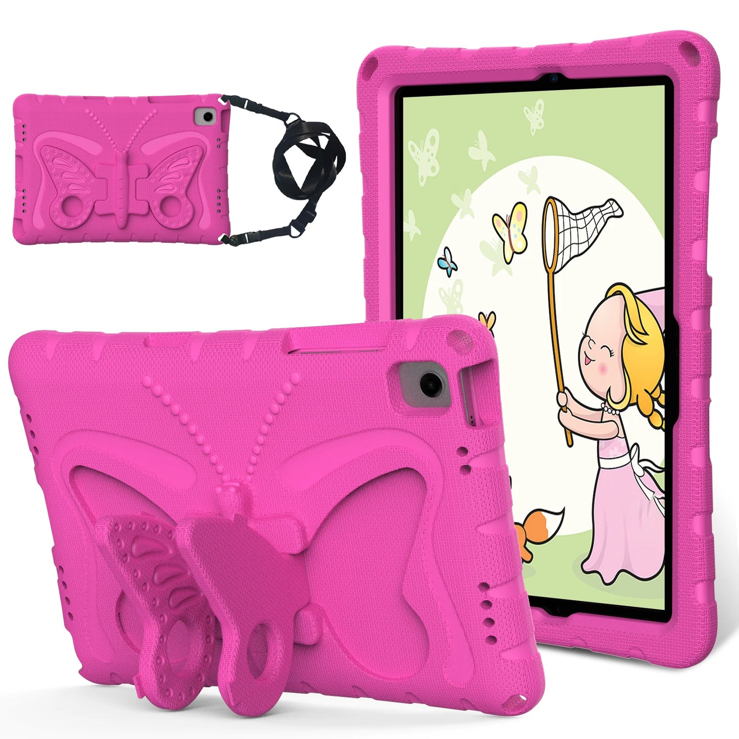 EVA Butterfly Kids Case For Galaxy Tab A9 8.7" Plus 11" A7 Lite SM-X110 X115 X210 X216 T220 T225 Stand Cover For A 8.0 T290 T295