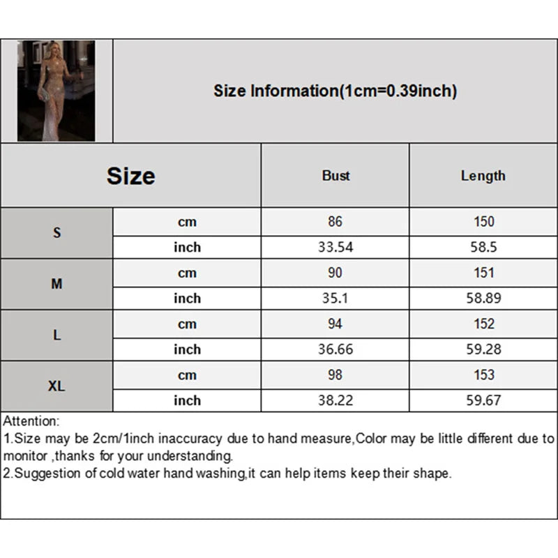 Glitter Female Maxi Dress Mesh See-Through Split Fashion Long Sleeve Slim Sexy Beach Evening Party Cover Up Dress For Women