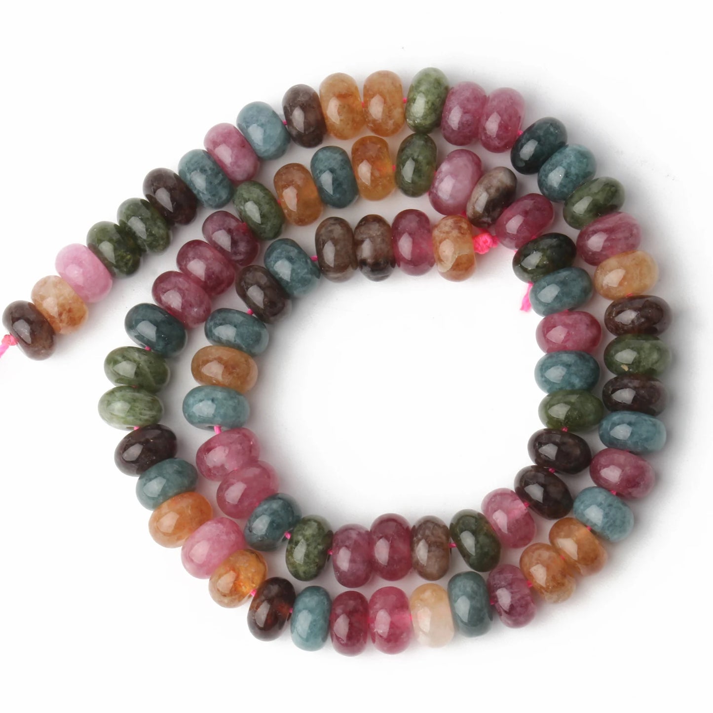 5x8mm Colorful Tourmaline Abacus Stone Beads Natural Round Loose Rondelle Beads for Jewelry DIY Bracelet Making Accessories