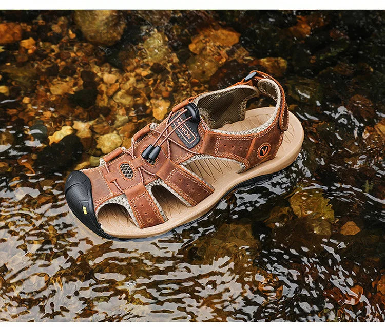 2023 Genuine Leather Men Shoes Summer New Large Size Men's Sandals Men Sandals Fashion Sandals Slippers Big Size 38-47