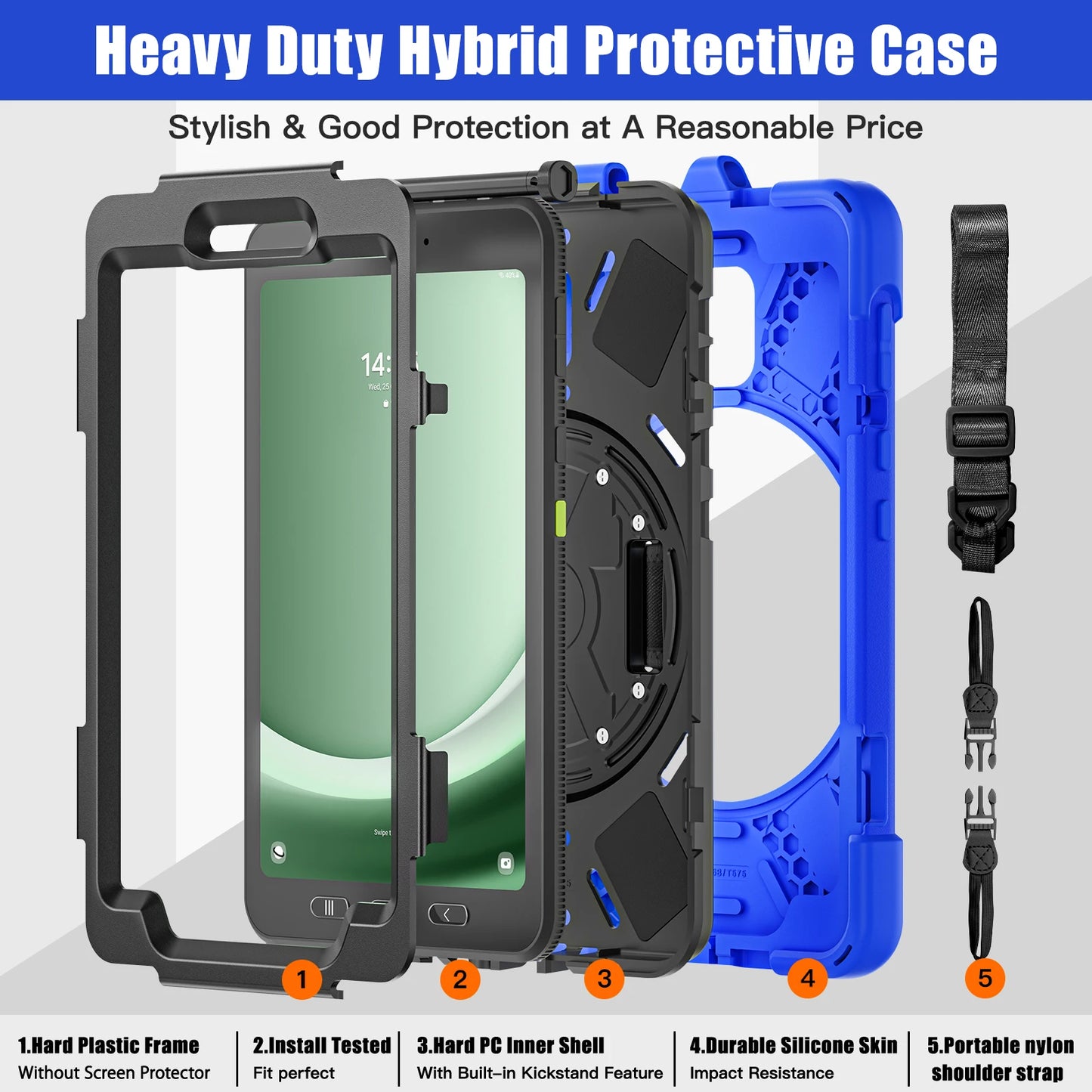 Rotating Case For Samsung Galaxy Tab Active5 2024 SM-X300 X306B 8.0 inch Rugged Cover Universal For Active3 2020 T570 T575 Strap