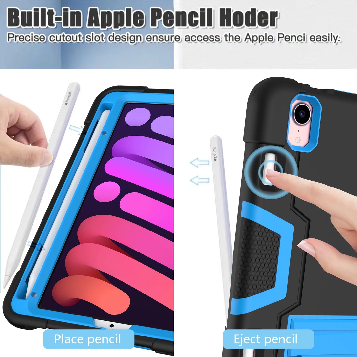 Armor Stand Case Universal For iPad Mini 7 (A17 Pro) 6 2024 2021 8.3inch A2995 A2996 A2567 A2568 A2569 3-Layers Shockproof Cover