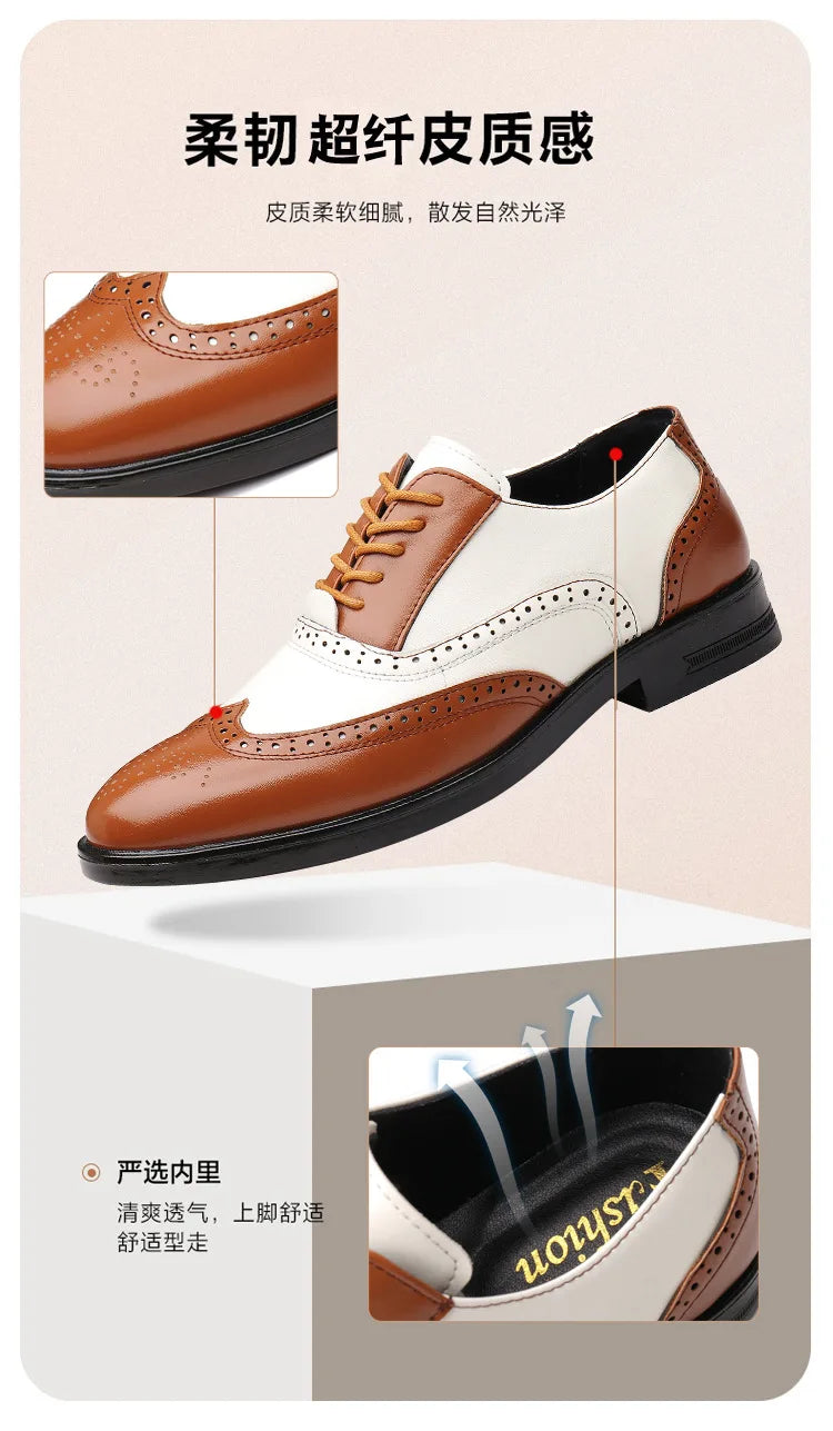 Leather Brogues Men Big Size Fashion Wedding Party Men Dress Shoes Italian Designer Male Drivng Formal Shoes Lace Up Men Oxfords