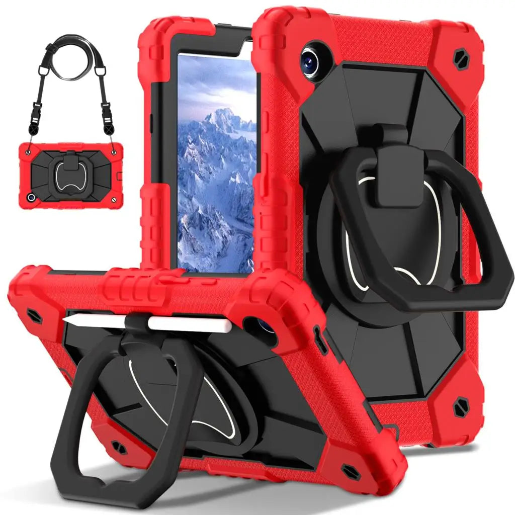 Case For Samsung Galaxy Tab A9 SM-X110 X115 X117 A7 Lite 8.7 SM-T220 T225 360 Rotationg Stand Cover sHOCKPROOF Handle Grip Strap