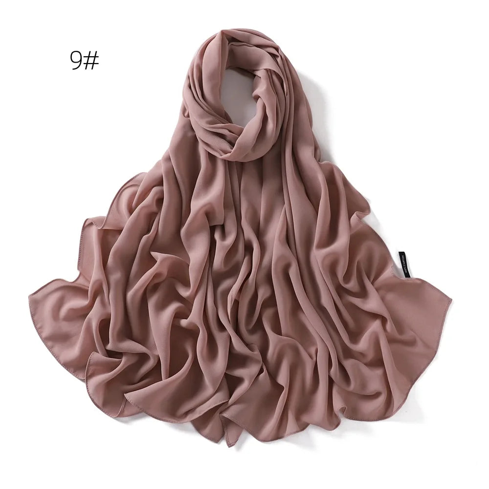 70*180cm Muslim Chiffon Hijab Shawls Scarf Women Solid Color Head Wraps Women Hijabs Scarves Ladies Foulard Femme Muslim Veil