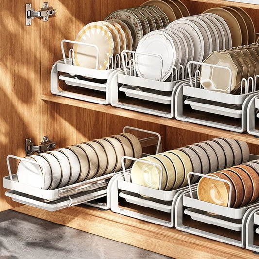 Kitchen Pull-out Dish Rack Drawer Drying Rack Sliding Bowls Dishes Drainer Storage Rack Sink Cabinet Organizer Tableware Holder