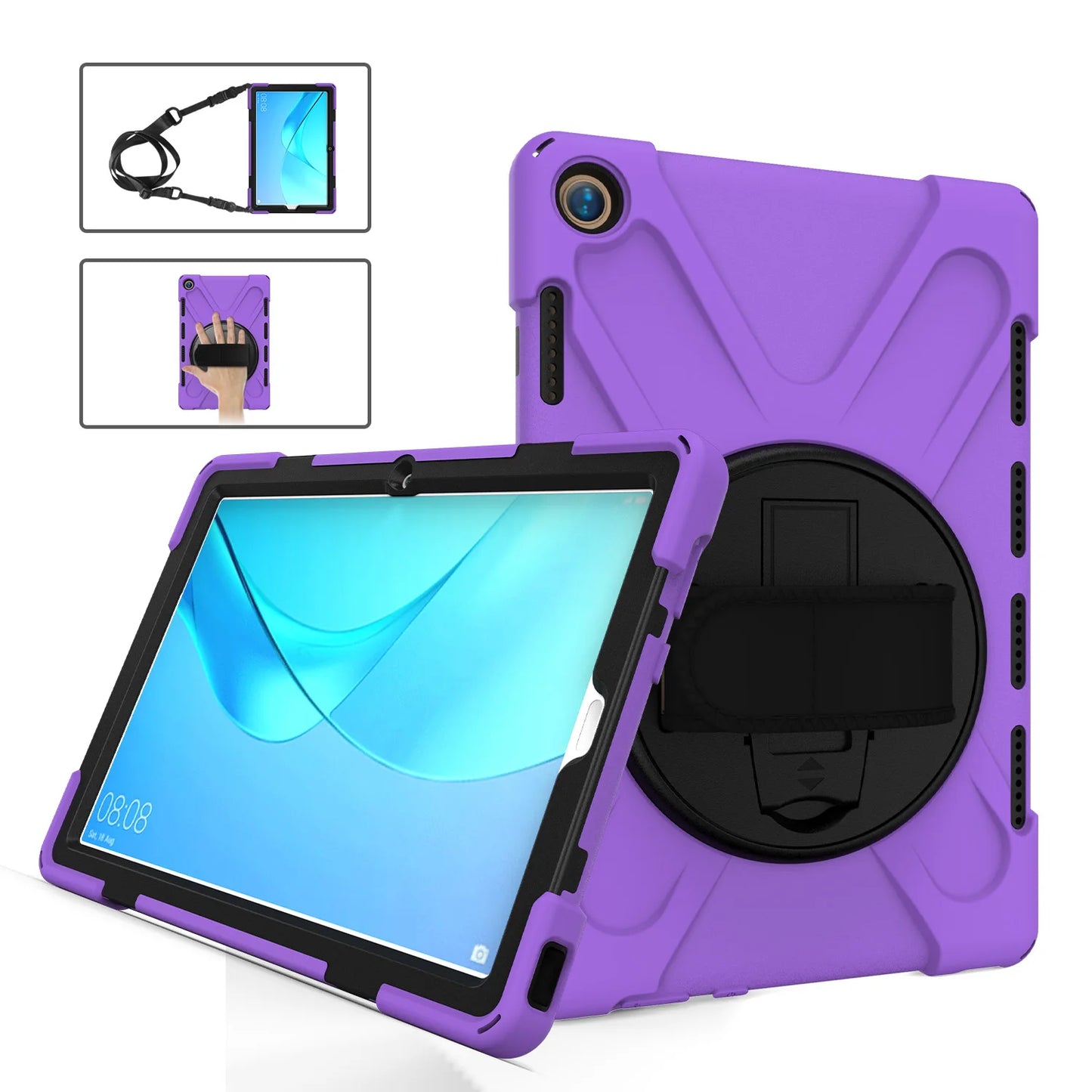 Rotating Hybrid Case For Huawei MediaPad M6 M5 Pro 10.8 MatePad 10.4 Heavy Duty Rugged Cover Hand & Shoulder Strap Shockproof