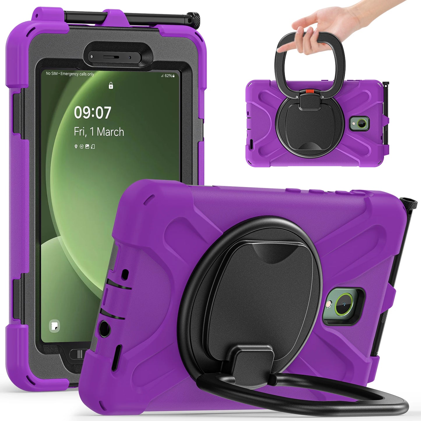 Heavy Duty Case For Samsung Galaxy Tab Active 5 3 8.0 inch SM-X300 X306B T570 T575 Hybrid Cover With 360 Rotatable Handle Grip