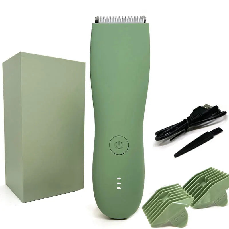 Body Hair Trimmer for Men Balls Waterproof Green Electric Shaver Trimmer Machine for Man Shaving Groin Trimmers Sensitive Areas