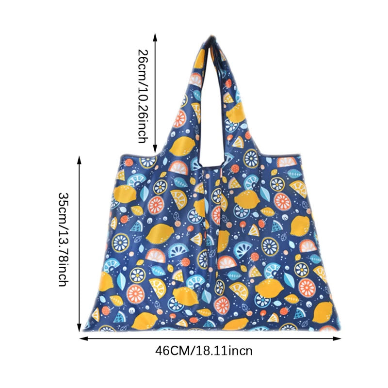 Reusable Folding Shopping Bag Eco-friendly Supermarket Tote Bags Portable Cartoon Animal Lemo Strawberry Printing Grocery Bag