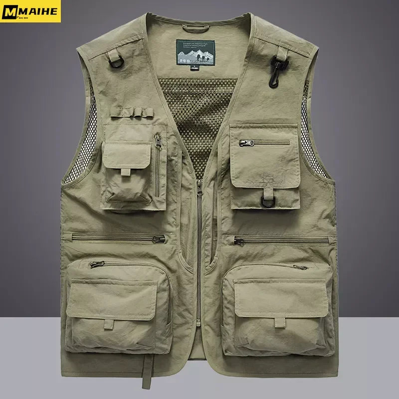 14 Pockets Summer New Men US Tactical Hiking Fishing Vest Mens Photographer Waistcoat Mesh Cargo Sleeveless Jacket Tool Vest