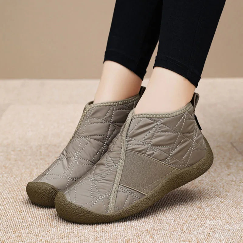 Winter Warm Plush Ankle Boots for Women 2024 New Waterproof Non-Slip Snow Boots Woman Slip-On Flat Heel Warm Cotton Padded Shoes