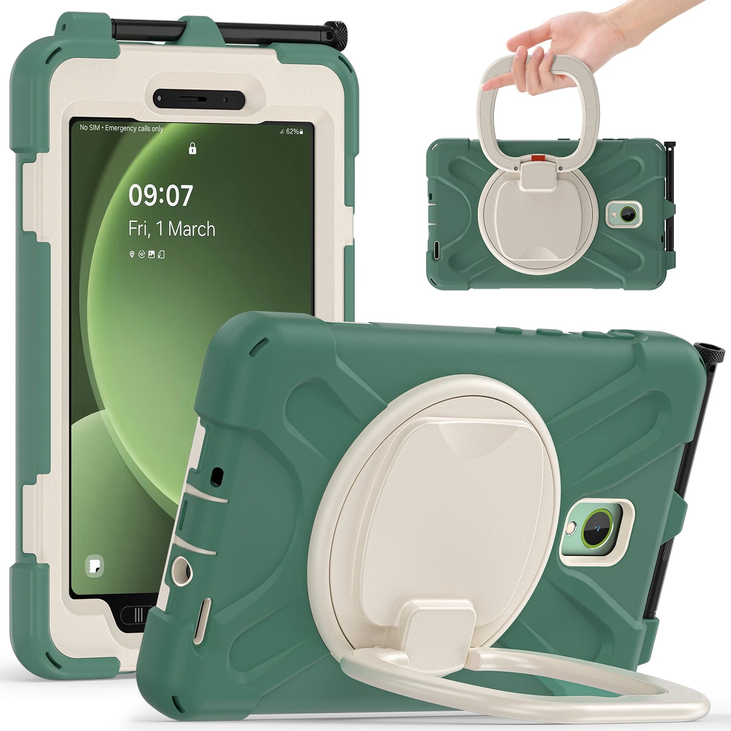 Heavy Duty Case For Samsung Galaxy Tab Active 5 3 8.0 inch SM-X300 X306B T570 T575 Hybrid Cover With 360 Rotatable Handle Grip