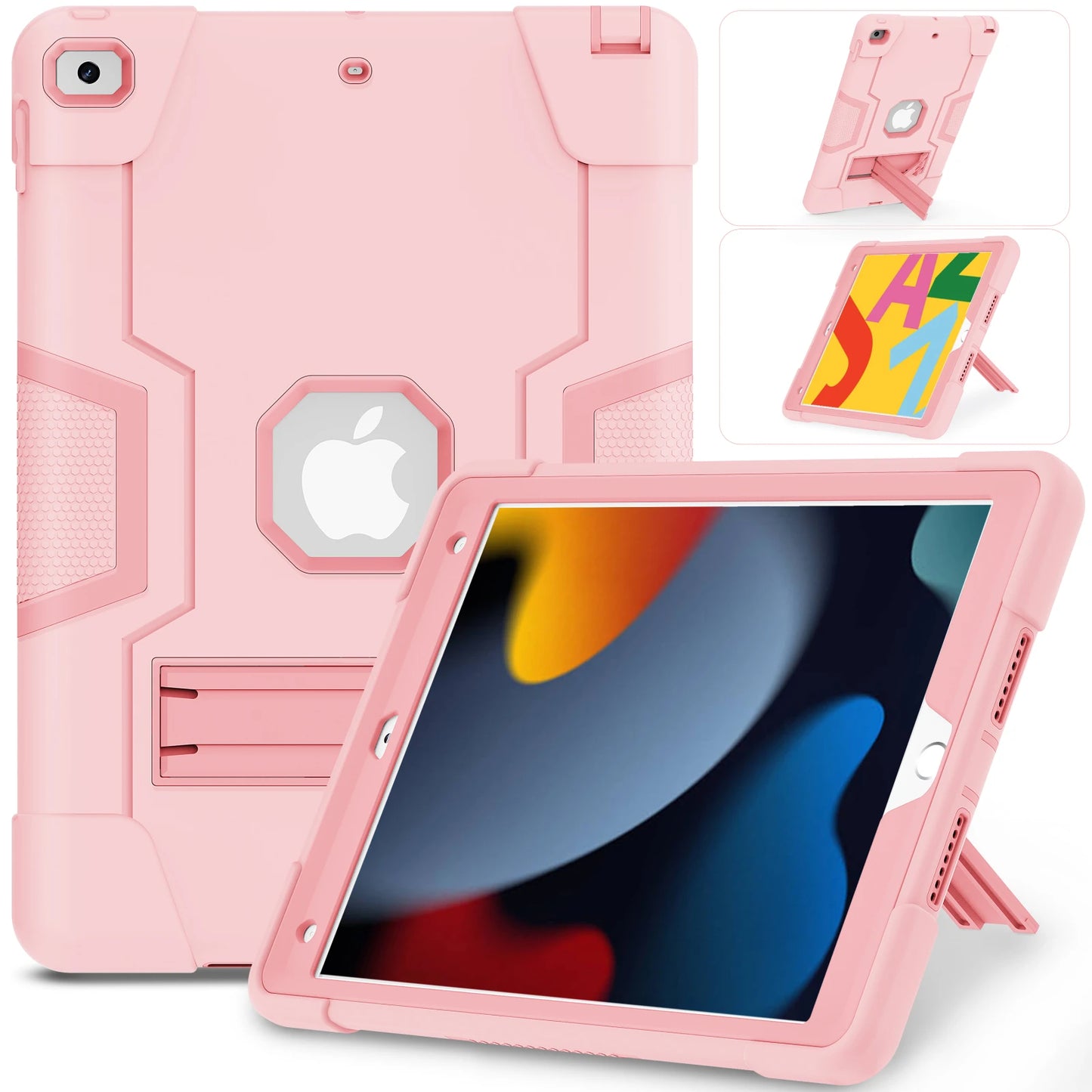 Rugged Case For iPad 10.2 2019 2020 2021 (7th 8th 9th Generation) 3-Layer Protection Cover Shockproof Built-in Kickstand Funda