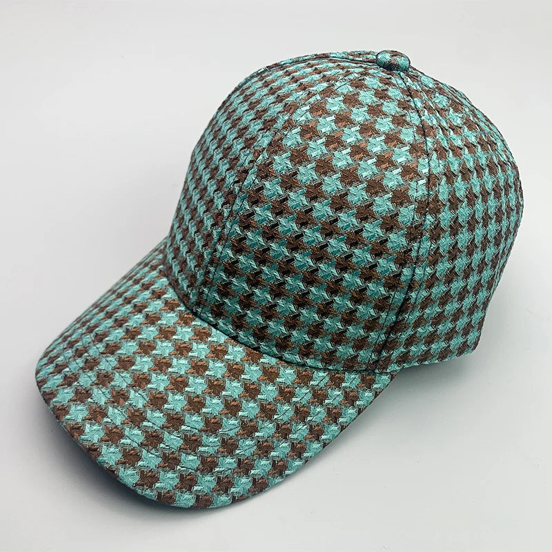 Retro Fashion British style Houndstooth Men Women Baseball Hats Cotton Breathable Streetwear Classic Casual Sport Unisex Caps