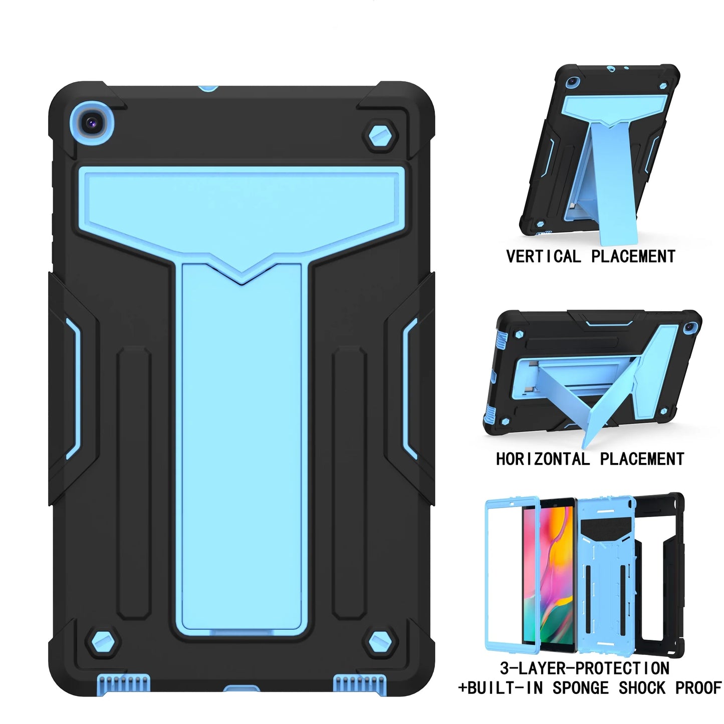 Case for Samsung Galaxy Tab A7 SM-T500 T505 A 10.1 T510 T515 8.4 T307 8.0 T290 T295 Hybrid Kickstand Cover Shockproof Funda Capa