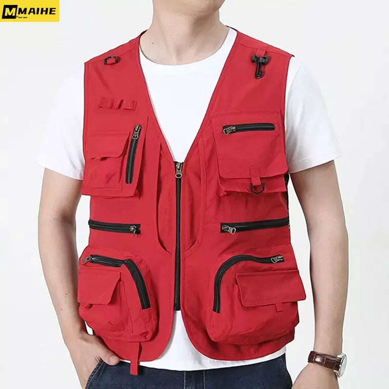 14 Pockets Summer New Men US Tactical Hiking Fishing Vest Mens Photographer Waistcoat Mesh Cargo Sleeveless Jacket Tool Vest