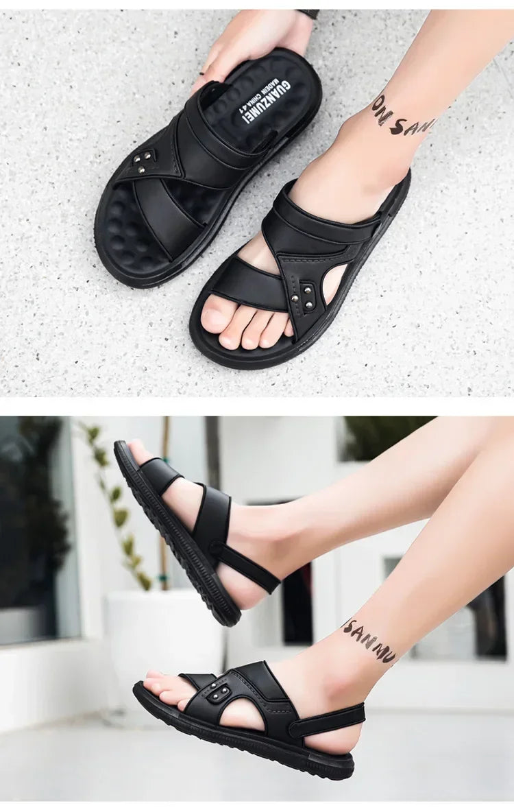 2024 Adult Leather Men's Sandals Original Brand Shoes Summer Shoes Outdoor Sandals Trend Comfortable Men's Sandals Trend