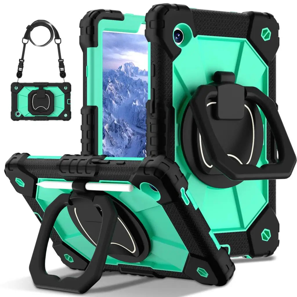 Case For Samsung Galaxy Tab A9 SM-X110 X115 X117 A7 Lite 8.7 SM-T220 T225 360 Rotationg Stand Cover sHOCKPROOF Handle Grip Strap