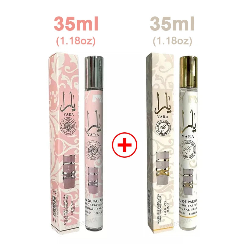 2PCS 35ml Yara Perfume Long Lasting Gourmand Fragrance Eau de Parfum Spray Arabian Perfumes For Men's & Women Portable Perfume