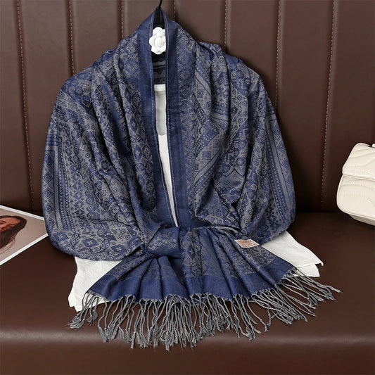 New Winter Scarf Women Keep Warm Cashmere Scarves Casual Designer Pashmina Neckerchief Tassel Shawl Hijab Wrap