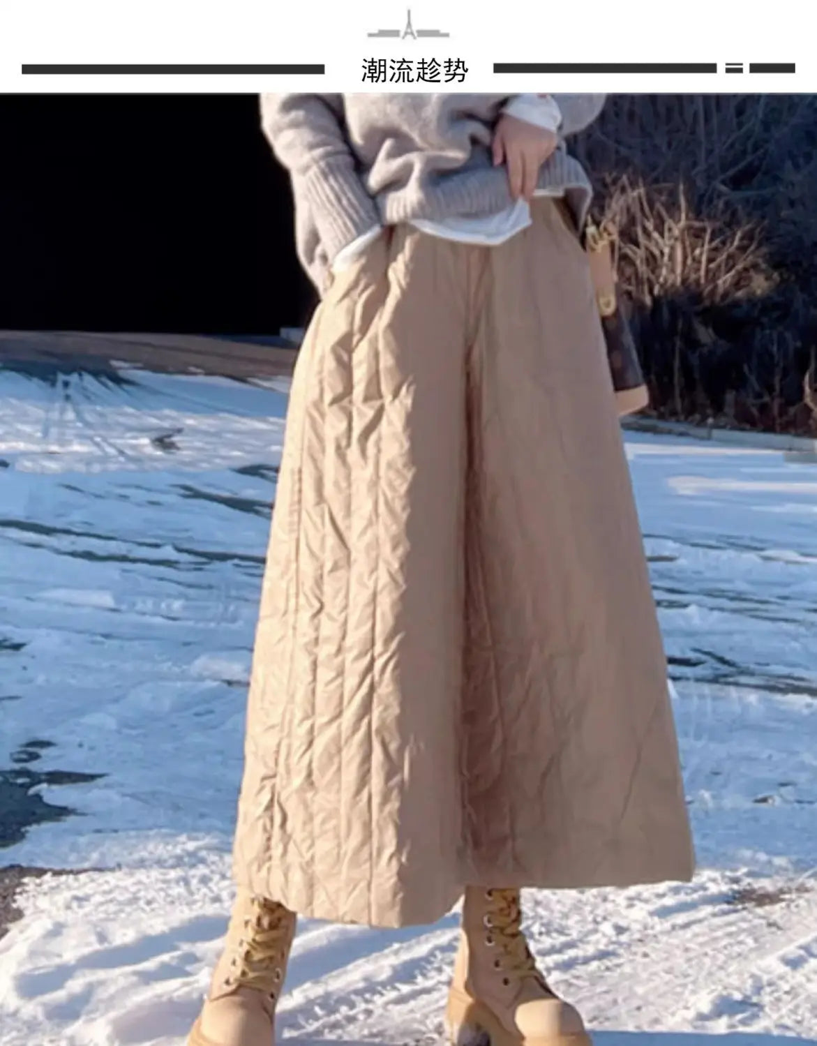 Autumn Winter Thick Long Skirt White Wide Leg Cotton Loose Pleated Maxi Skirts for Women Jupe Vintage A Line High Faldas Mujer