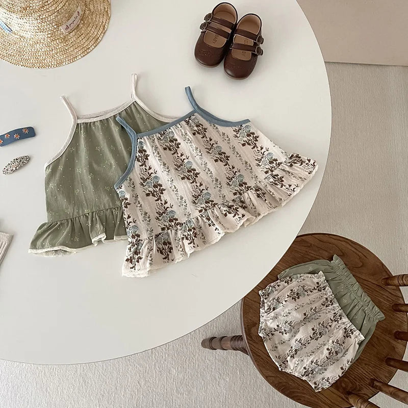 Summer Baby waistcoat Clothing Set Infant Girls Camisole And Bloomer 2 Pcs Toddler Outfit