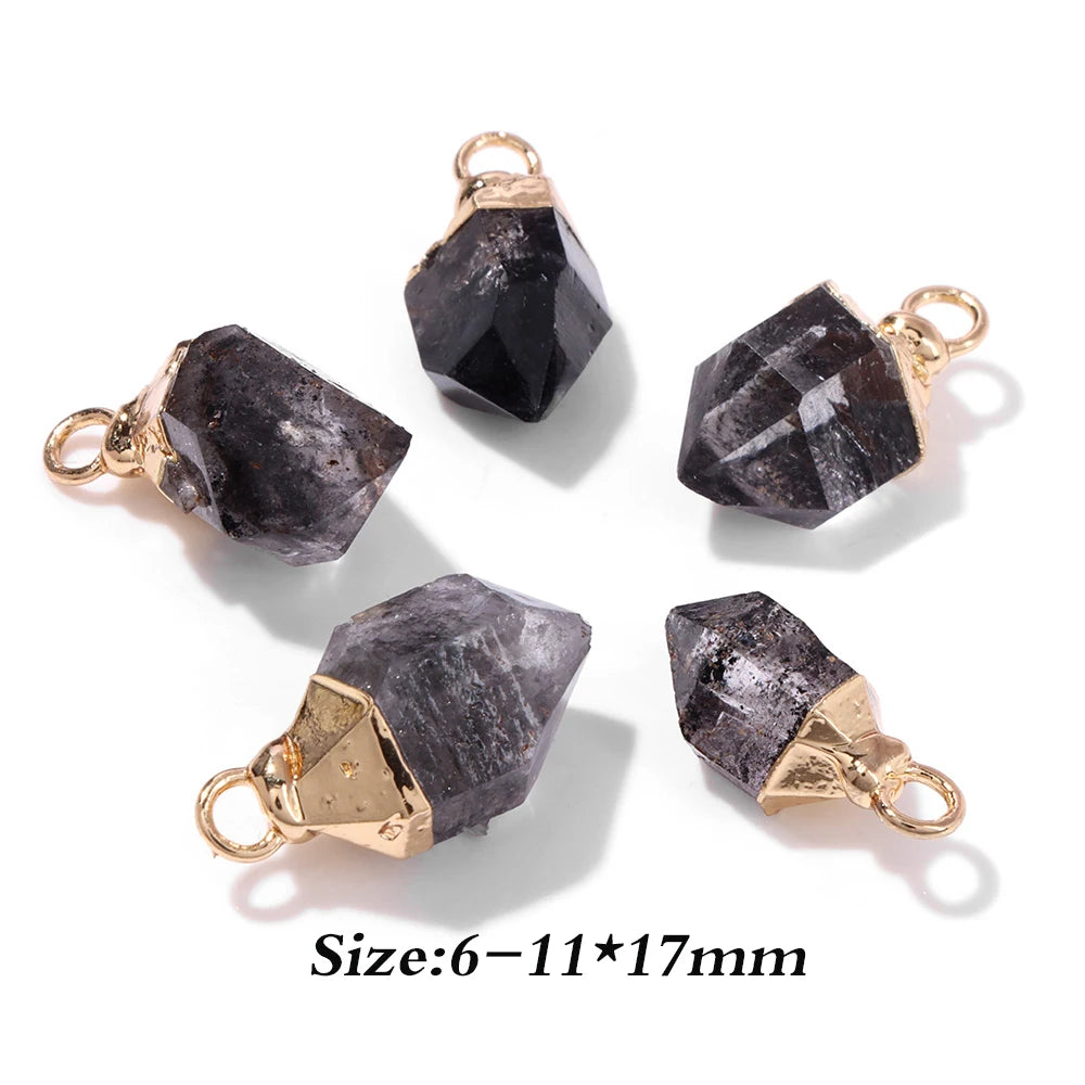 Mini Raw Stone Pendant Natural Labradorite Agat Amethsyts Reiki Raw Mineral Charms For Jewelry Making DIY Earrings Necklace 2PCS