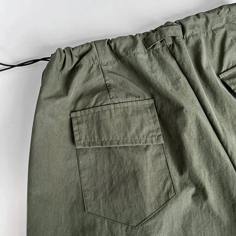 High-waist Drawstring Green Long Wide-leg Pants New Loose Trousers Women's Fashionable Spring Women's Pants