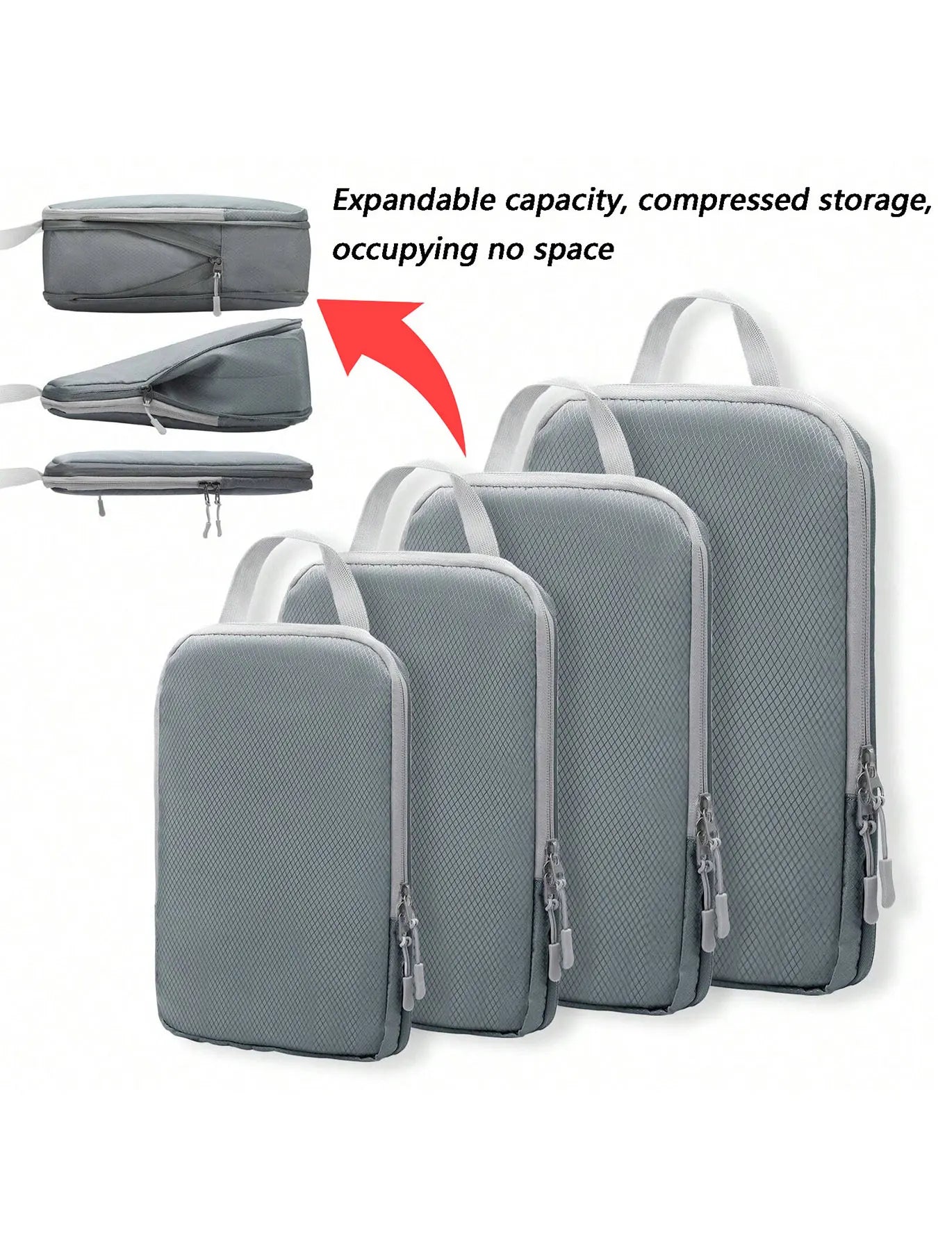 4 pcs/set Compressible Packing Travel Storage Bag Cubes Waterproof Suitcase Nylon Portable With Handbag Luggage Organizer