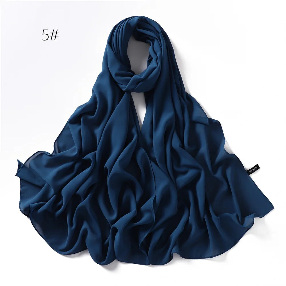 70*180cm Muslim Chiffon Hijab Shawls Scarf Women Solid Color Head Wraps Women Hijabs Scarves Ladies Foulard Femme Muslim Veil