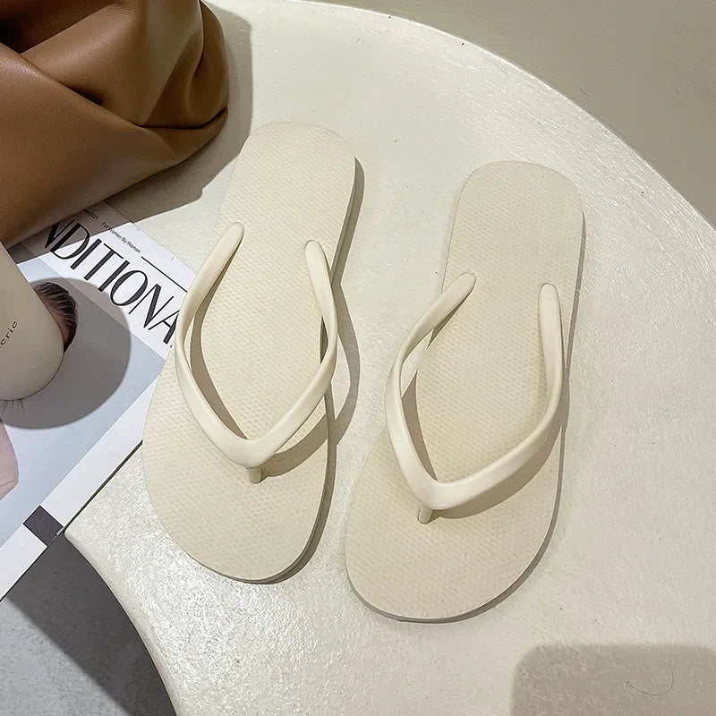 Solid Color Non-slip Leisure Couple Slippers Women Summer Beach Slippers Outdoor Women Flip Flops Breathable Beach sandals women