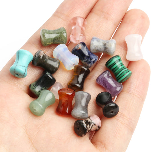 10pcs/lot Bamboo Joint Shape Bead Natural Stone Turquoise Amethyst Onyx Opal Loose Beads for Jewelry Making DIY Charms Bracelets