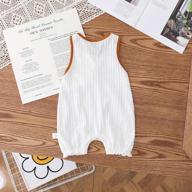 Summer Infant Newborn Baby Overalls Romper Bear Embroidery Sleeveless Boys Jumpsuits Toddler Girls Outfit Clothing