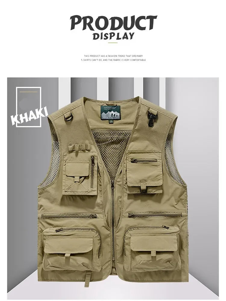 14 Pockets Summer New Men US Tactical Hiking Fishing Vest Mens Photographer Waistcoat Mesh Cargo Sleeveless Jacket Tool Vest