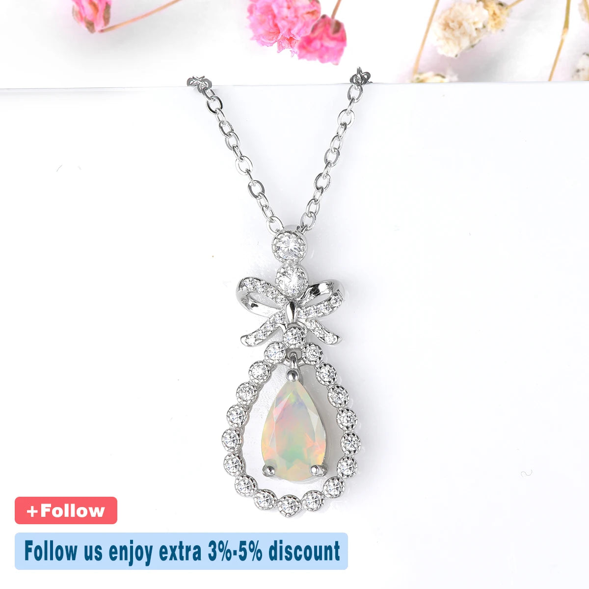 Natural Opal Pendant Solid Sterling Silver Rhodium Plated Fine Jewelrys 0.5 Carats Faced Gemstone Sweet Romantic Style Gifts