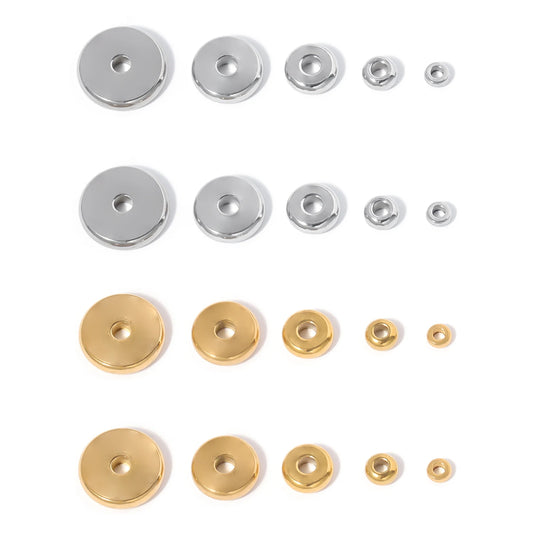 20/40pcs Stainless Steel Flat Spacer Beads 3-10mm Gold Color Large Hole Charm Loose Beads For Jewelry Making Supplies Bracelets