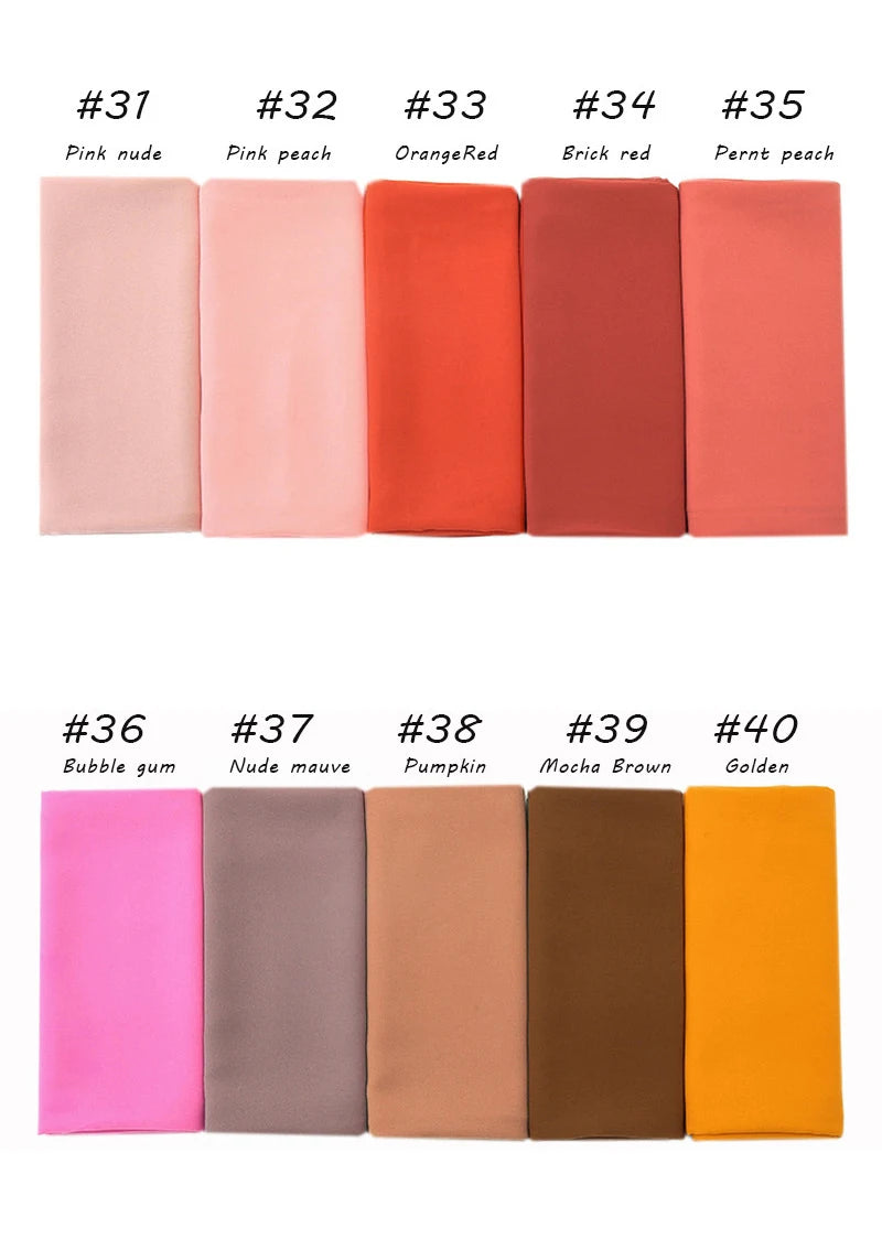 Ramadan Muslim Chiffon Hijabs For Woman Plain Color Headscarf Long Shawl Scarf Women Jersey Hijabs Ladies Islam Voile Hijab