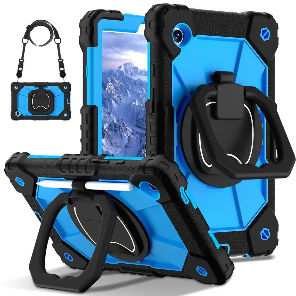 Case For Samsung Galaxy Tab A9 SM-X110 X115 X117 A7 Lite 8.7 SM-T220 T225 360 Rotationg Stand Cover sHOCKPROOF Handle Grip Strap