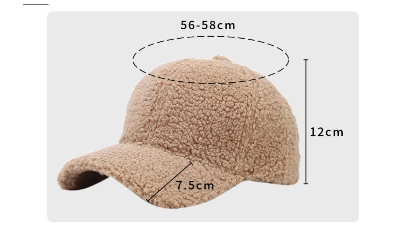 Autumn New Lamb Cashmere Warm Baseball Cap Winter Sunhat Solid Color Women Teens Teddy Velvet Snapback Caps Hip Hop Fishing Hat