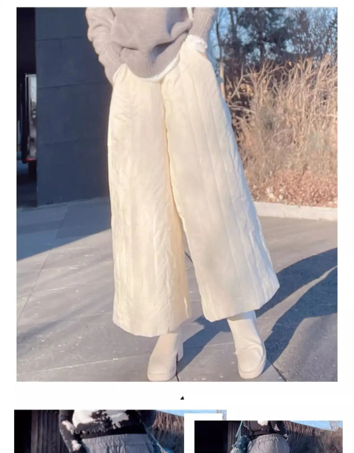 Autumn Winter Thick Long Skirt White Wide Leg Cotton Loose Pleated Maxi Skirts for Women Jupe Vintage A Line High Faldas Mujer