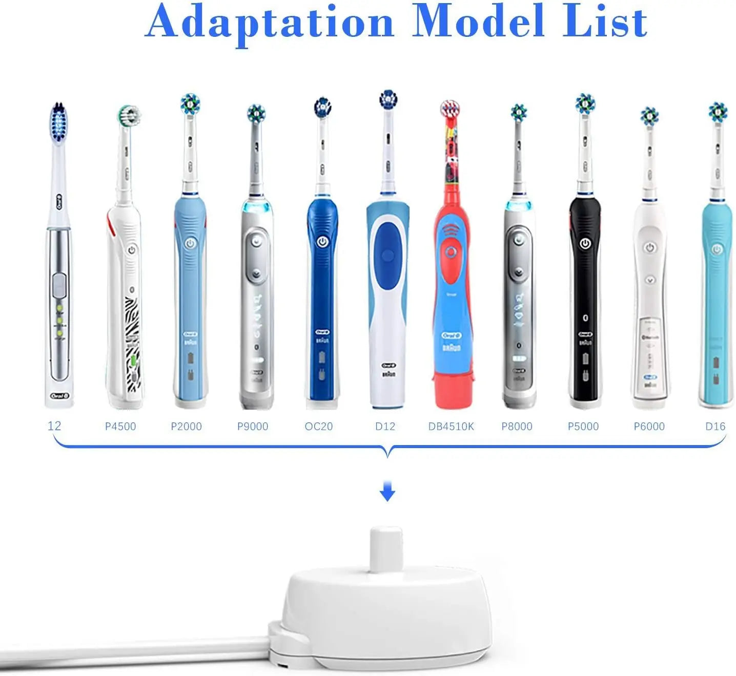 Replacement Charger for Braun Oral-B Charger Base Oral-B Electric Toothbrush, Portable Oral-B Power Cord with IP67 Waterproof